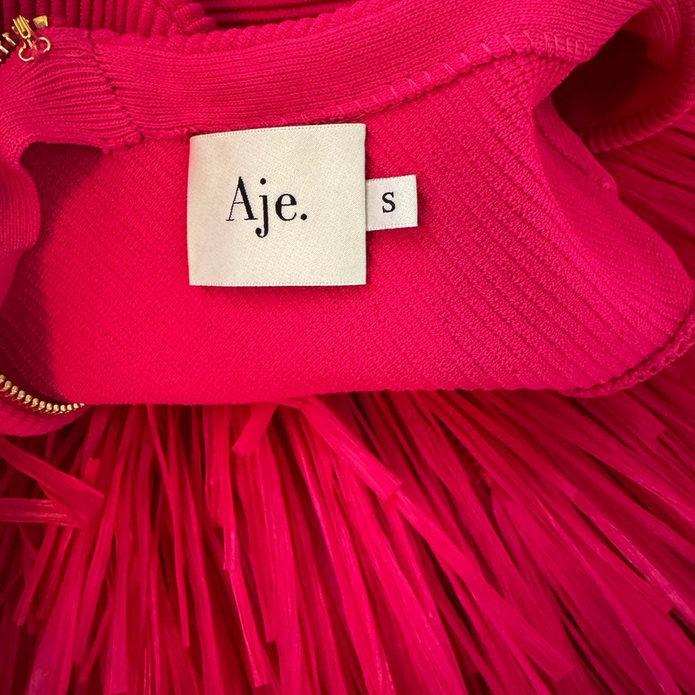 Aje Rushes Raffia Knit Midi Dress in Deep Fuschia Pink size small - Picture 10 of 13
